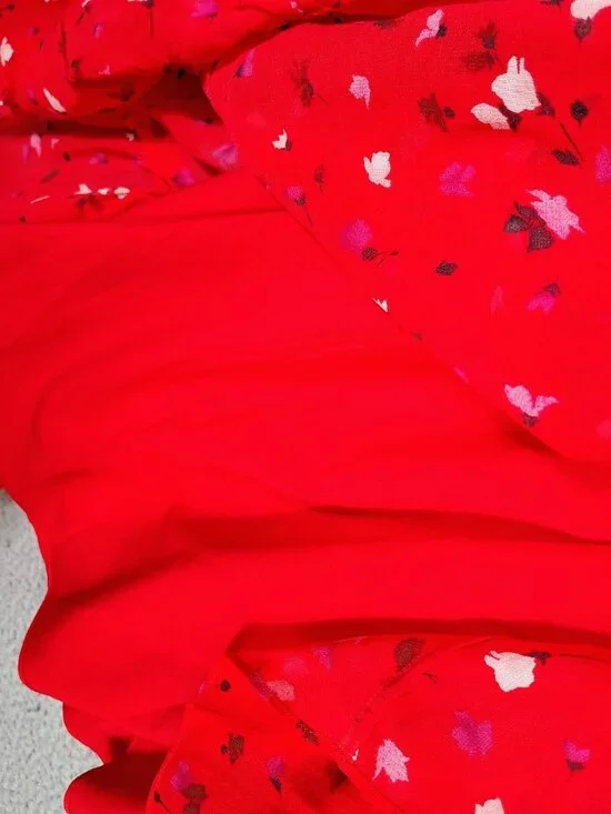 Joie Midi Dress Women's M Red Floral 100% Silk One Shoulder Asymmetrical Hem NWT - Picture 11 of 12